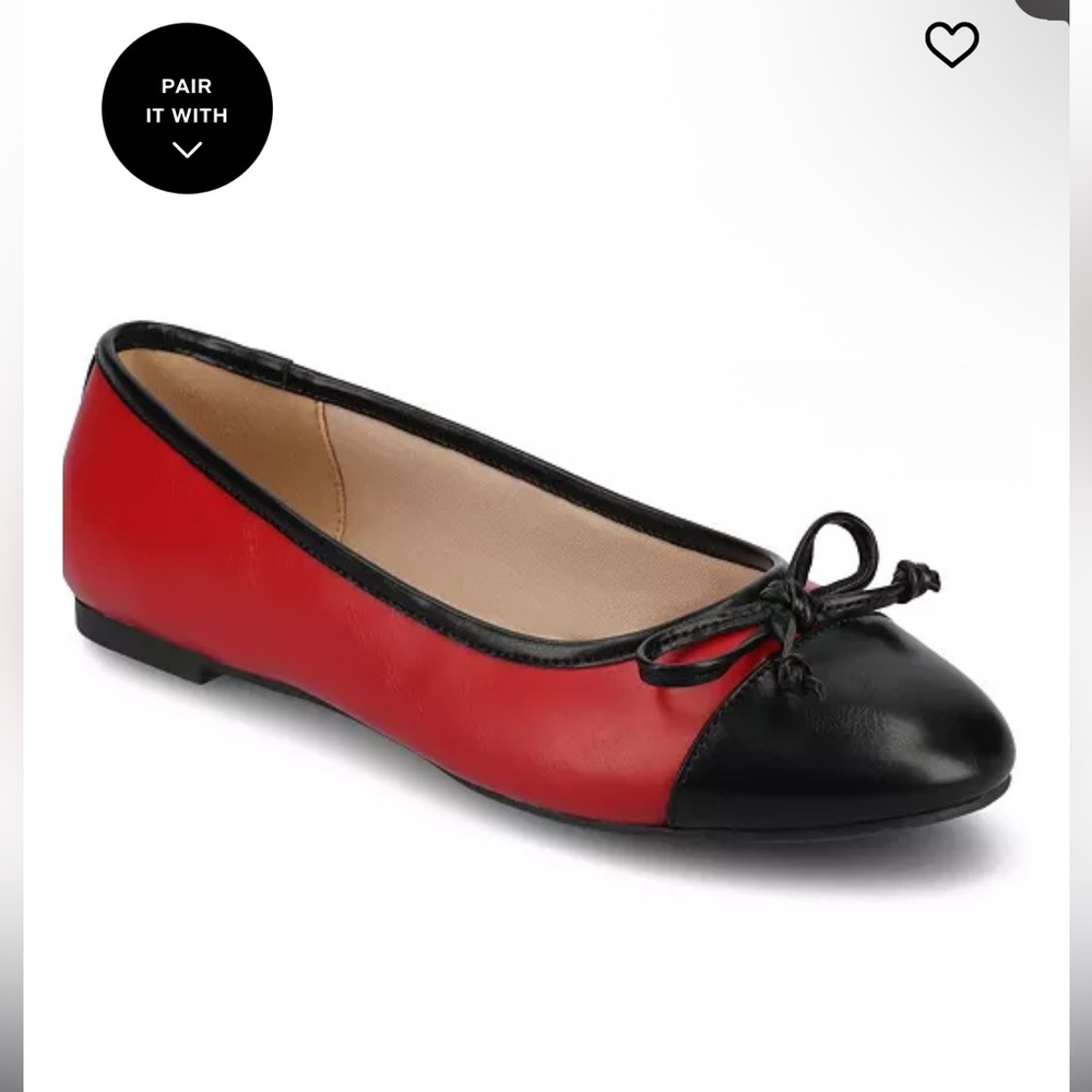 Journee Collection Women's Kaiah Cap Toe Ballet Flats - Black and Red